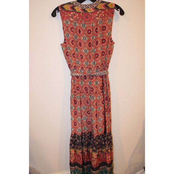 Anthropologie Kachel silk button front boho maxi dress size 2 - Picture 9 of 10